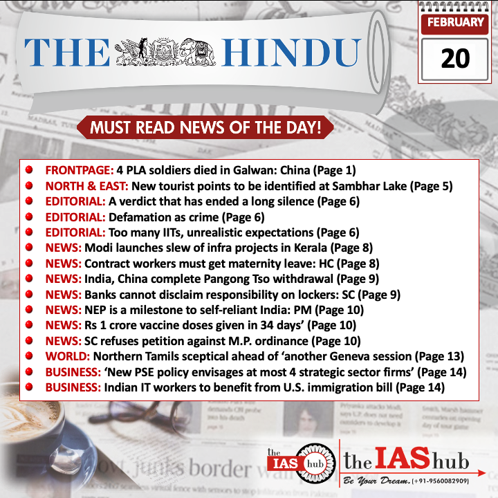 The Hindu_Headlines_20 Feb_theIAShub