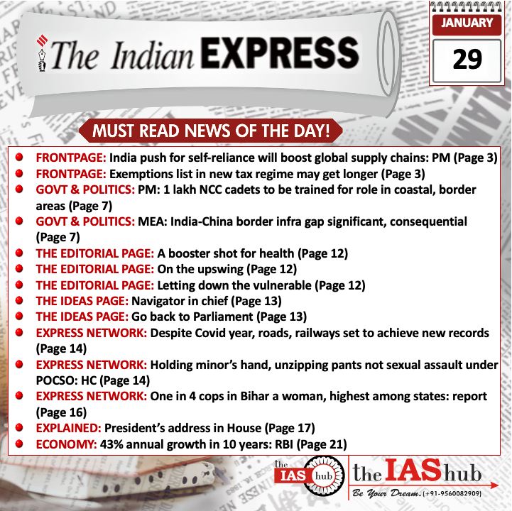 Indian Express_Headlines_29 Jan_theIAShub