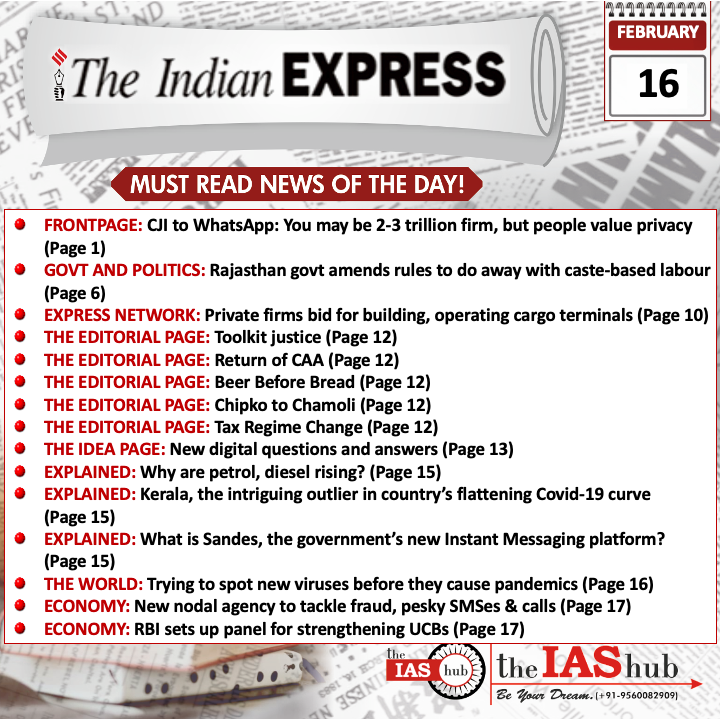 Indian Express_Headlines_16 Feb_theIAShub