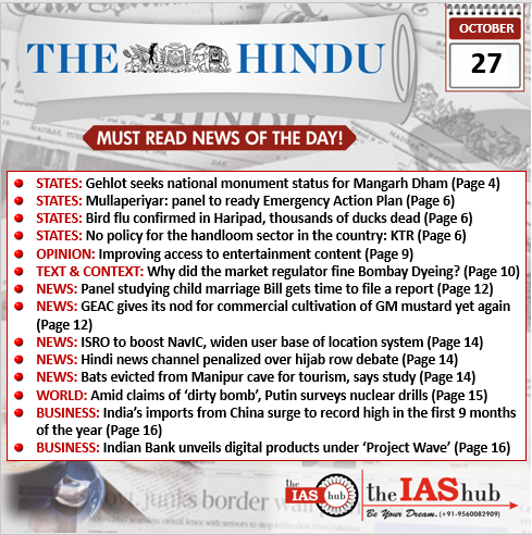 TH_27th Oct_Daily Headlines