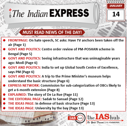 IE_14th January_Daily Headlines