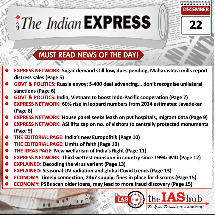 Indian Express_Headlines_22 Dec_theIAShub
