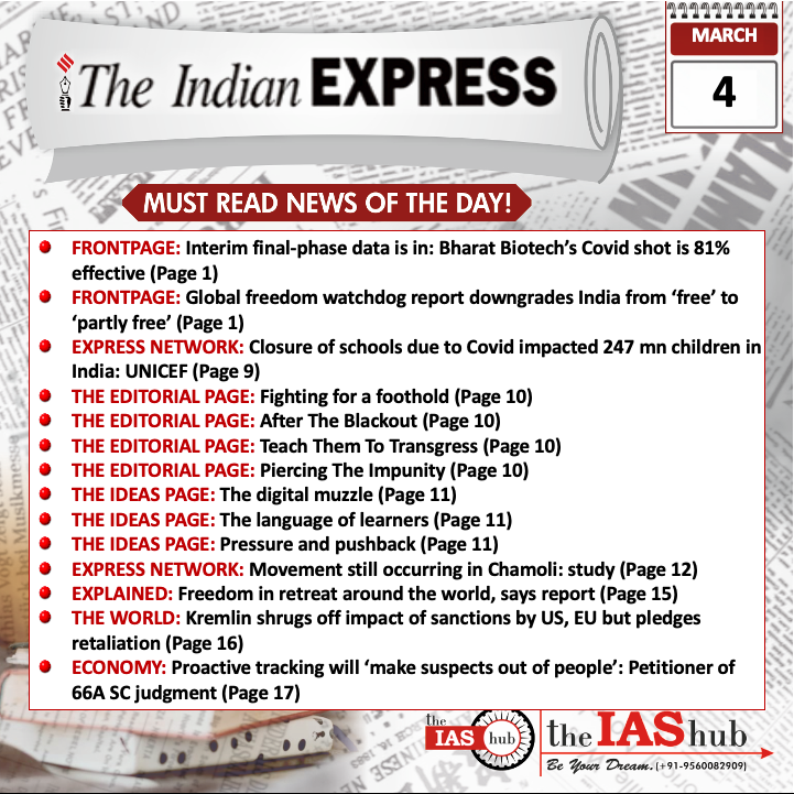 Indian Express_Headlines_4 Mar_theIAShub