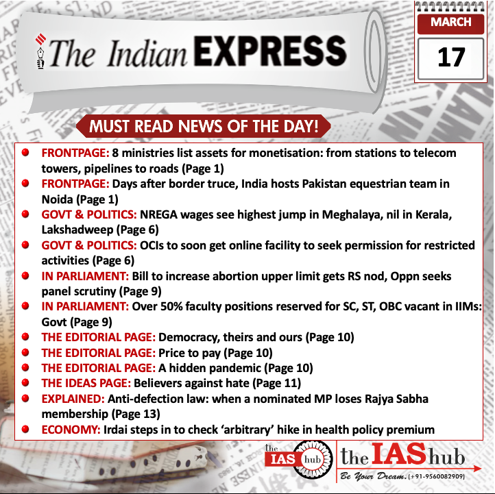 Indian Express_Headlines_17 Mar_theIAShub
