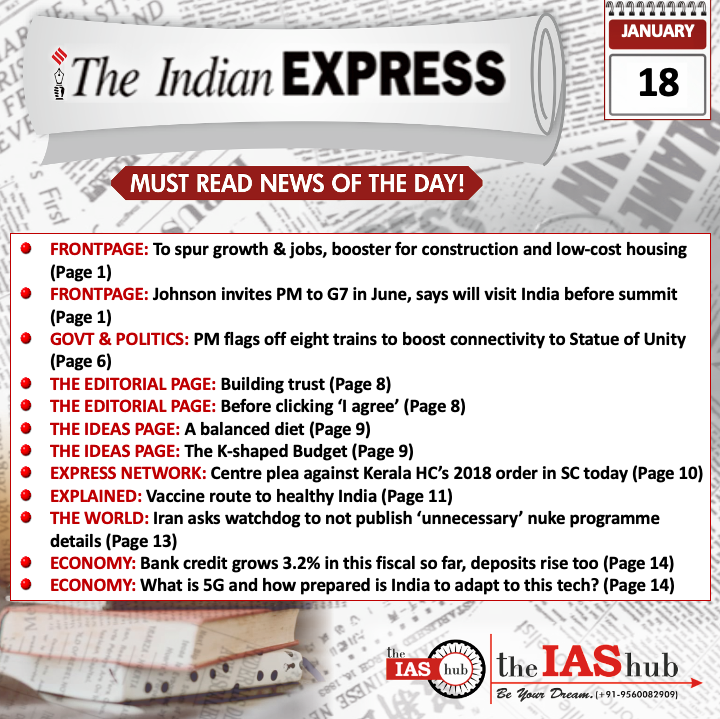 Indian Express_Headlines_18 Jan_theIAShub