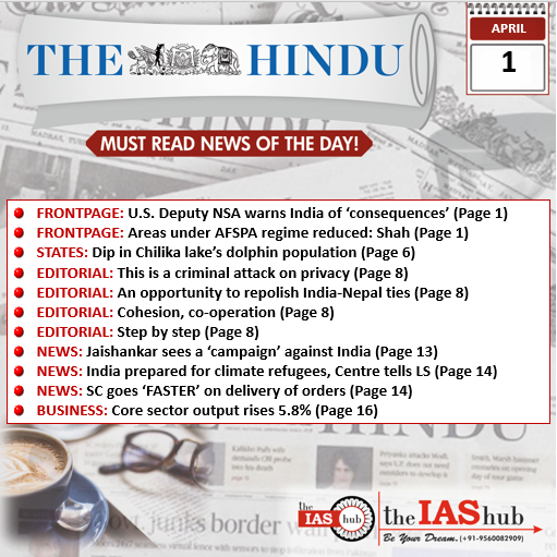 1 April The Hindu