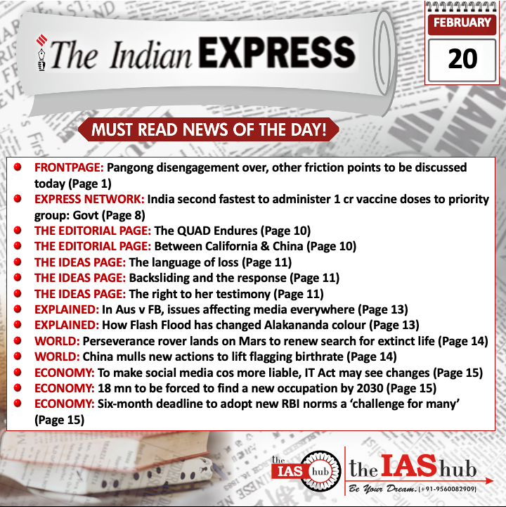 Indian Express_Headlines_20 Feb_theIAShub
