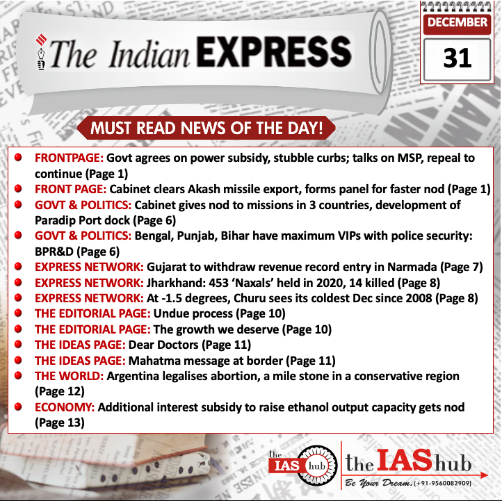Indian Express_Headlines_31 Dec_theIAShub