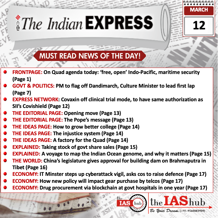 Indian Express_Headlines_12 Mar_theIAShub