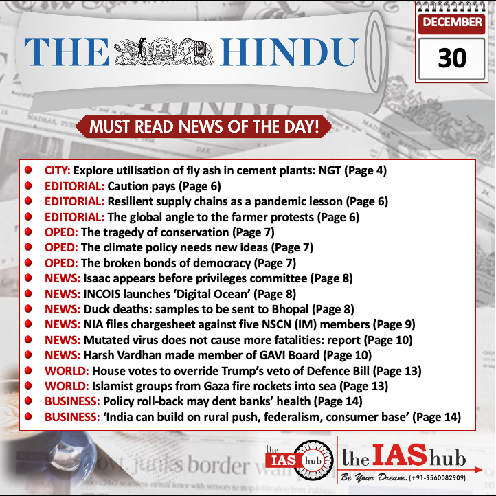The Hindu_Headlines_30 Dec_theIASHub
