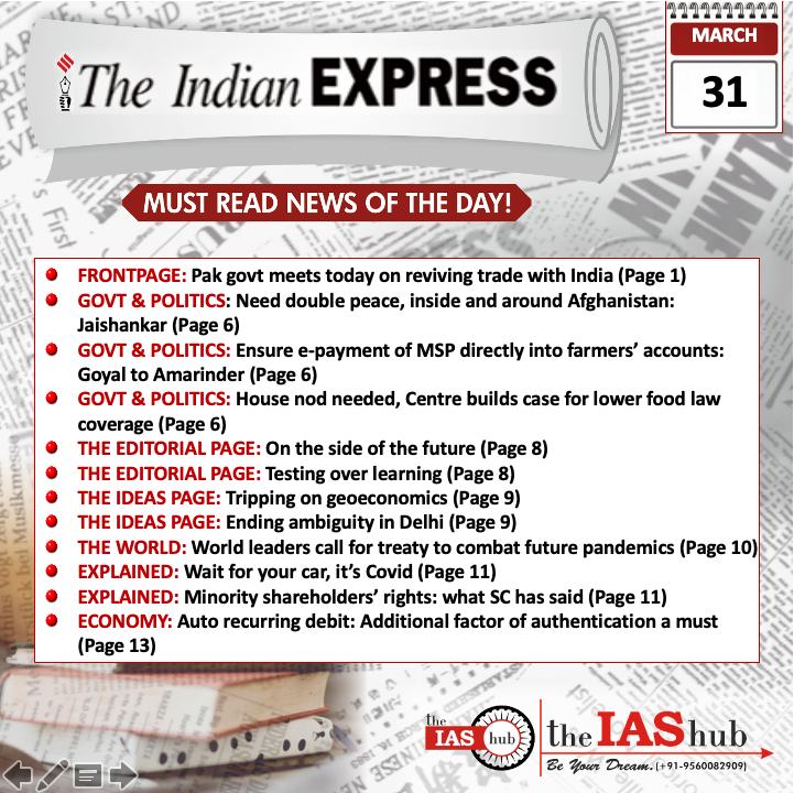 Indian Express_Headlines_31 Mar_theIAShub