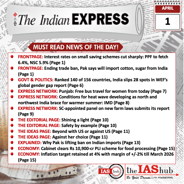 Indian Express_Headlines_1 April_theIAShub