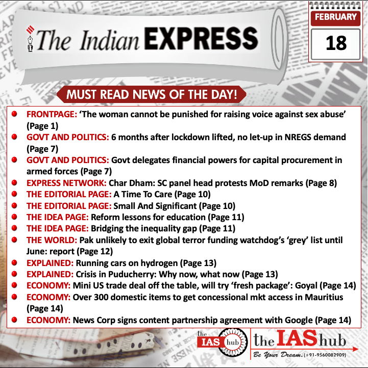 Indian Express_Headlines_18 Feb_theIAShub