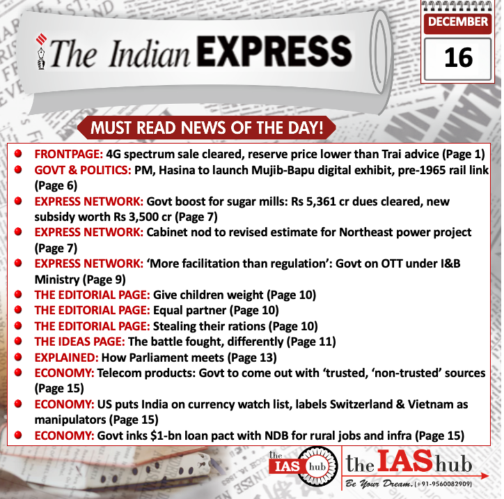 Indian Express_Headlines_17 Dec_theIAShub