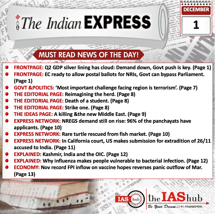 Indian Express_Headlines_1 Dec_theIAShub