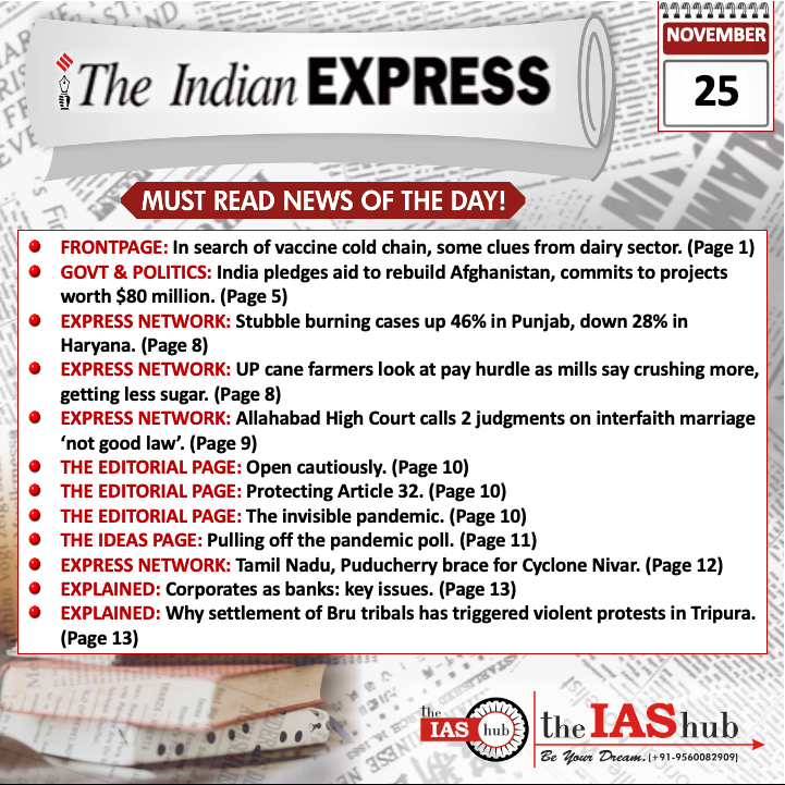 Indian Express_Headlines_25 Nov_theIAShub