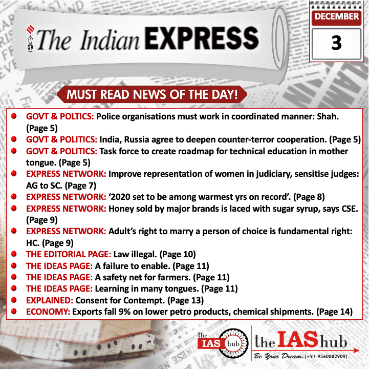 Indian Express_Headlines_3 Dec_theIAShub