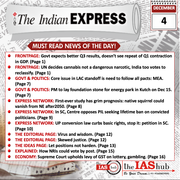 Indian Express_Headlines_4 Dec_theIAShub