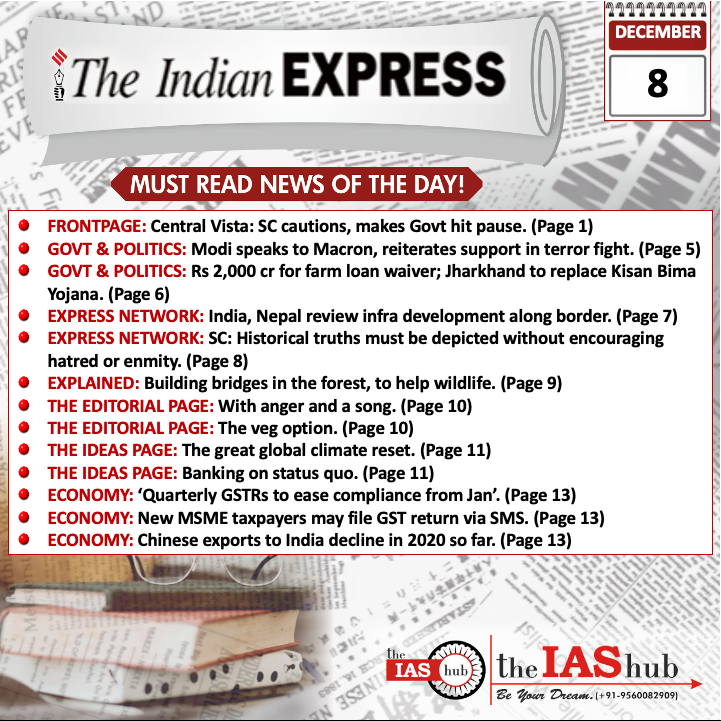Indian Express_Headlines_8 Dec_theIAShub