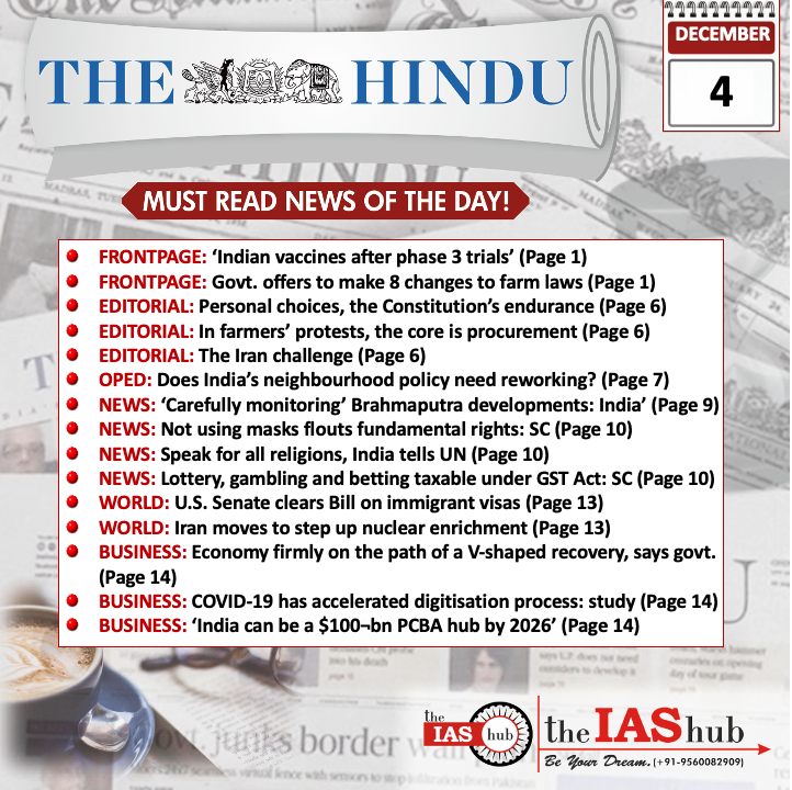 The Hindu_Headlines_4 Dec_theIAShub