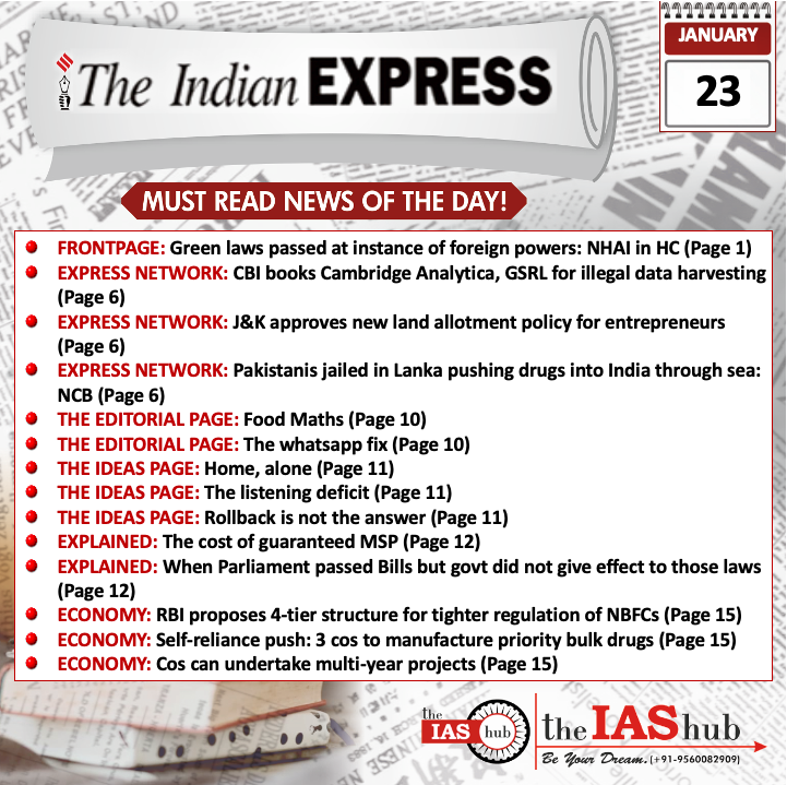 Indian Express_Headlines_23 Jan_theIAShub