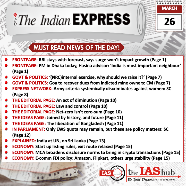 Indian Express_Headlines_26 Mar_theIAShub