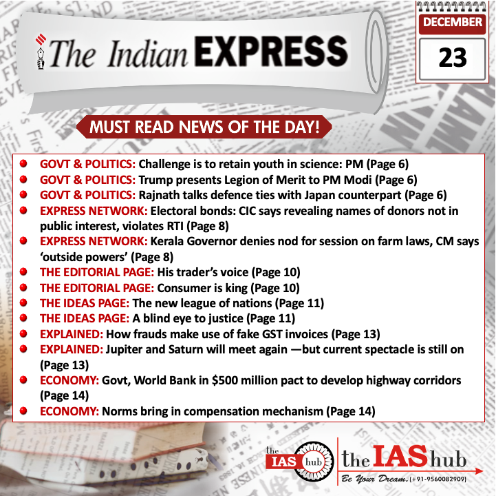 Indian Express_Headlines_23 Dec_theIAShub