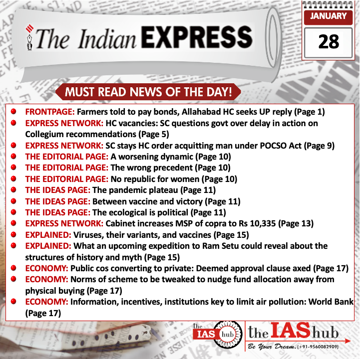 Indian Express_Headlines_28 Jan_theIAShub