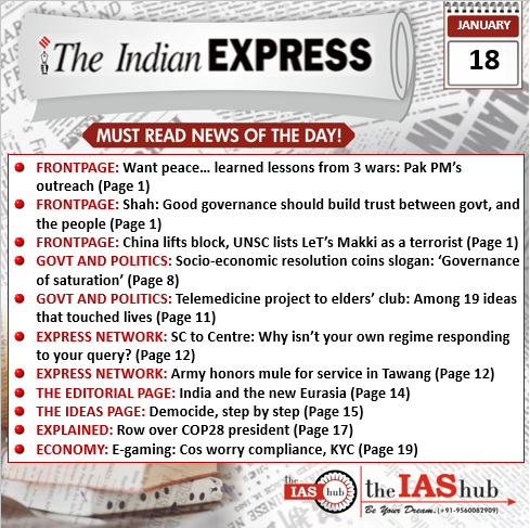 IE_18th January_Daily Headlines