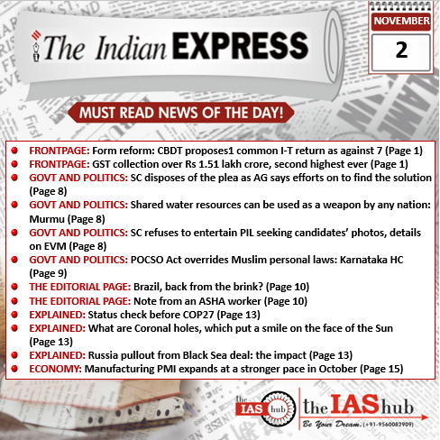 IE_2nd Nov_Daily Headlines