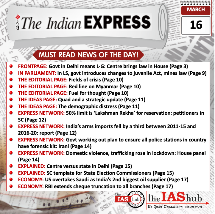 Indian Express_Headlines_16 Mar_theIAShub