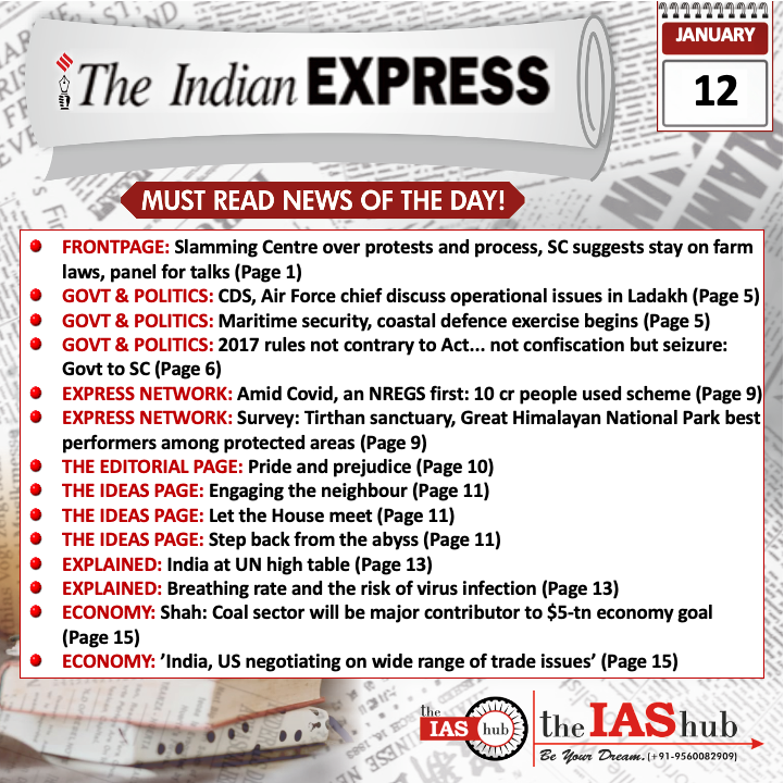 Indian Express_Headlines_12 Jan_theIAShub
