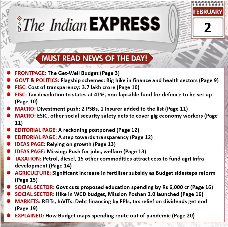 Indian Express_Headlines_2 Feb_theIAShub