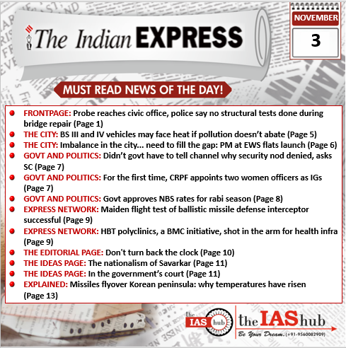 IE_3rd Nov_Daily Headlines