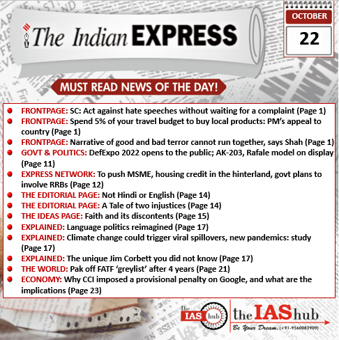 IE_22nd Oct_Daily Headlines