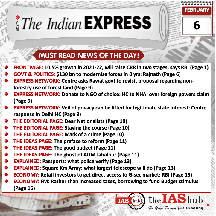 Indian Express_Headlines_6 Feb_theIAShub