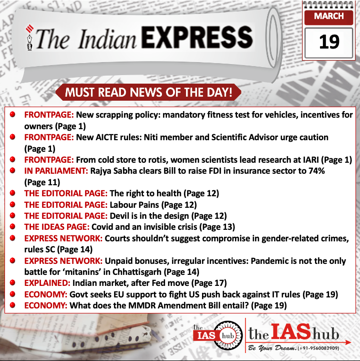 Indian Express_Headlines_19 Mar_theIAShub