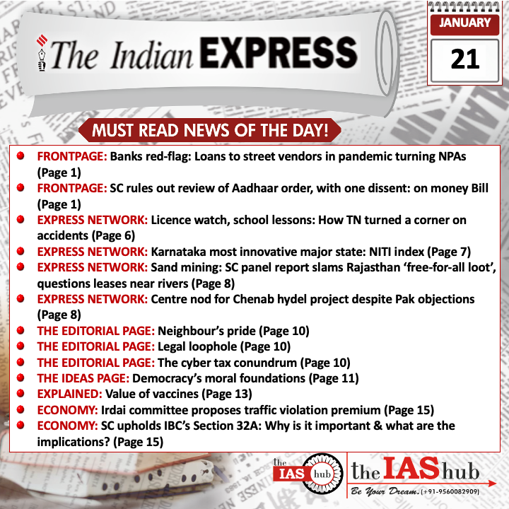 Indian Express_Headlines_21 Jan_theIAShub