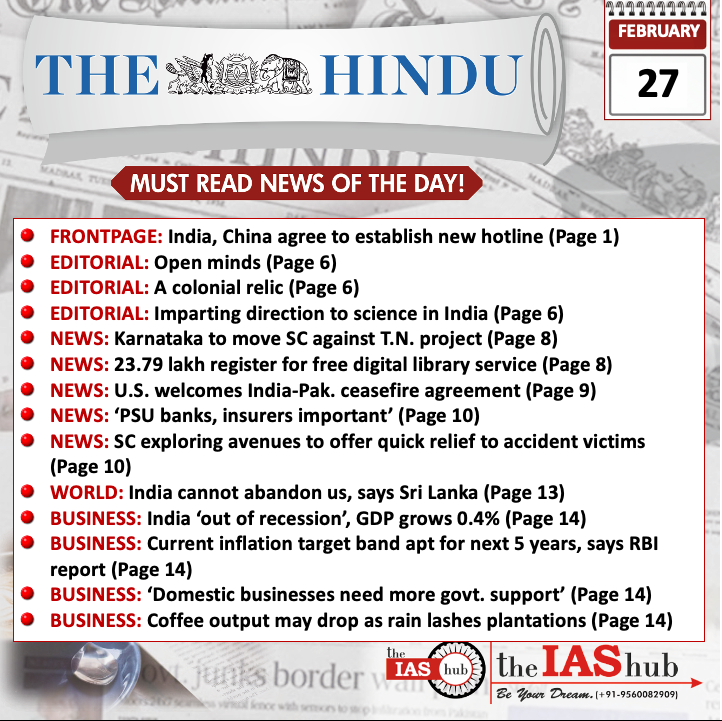 The Hindu_Headlines_27 Feb_theIAShub
