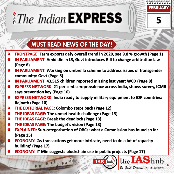 Indian Express_Headlines_5 Feb_theIAShub