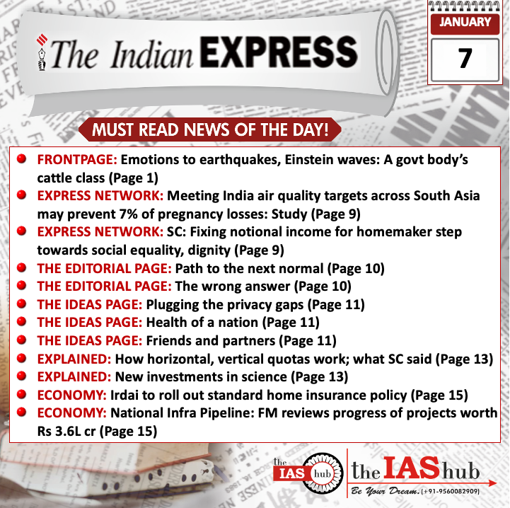 Indian Express_Headlines_7 Jan_theIAShub